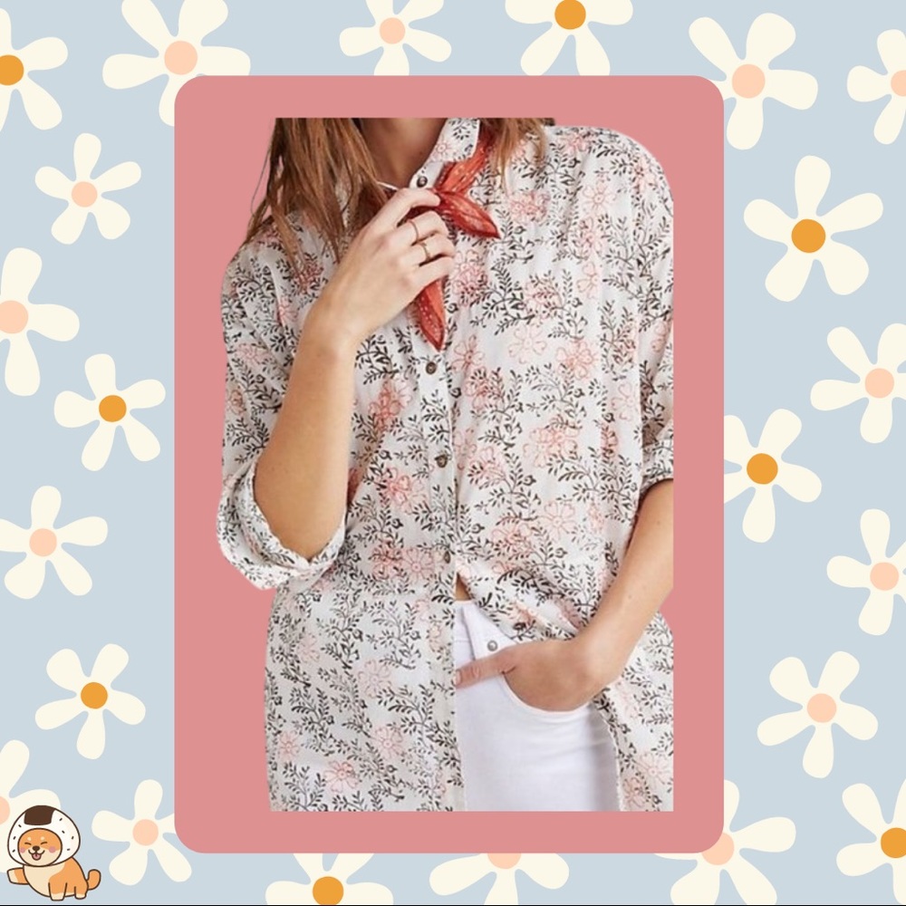 Anthropologie Enchanted Garden Top, Sz XS/S